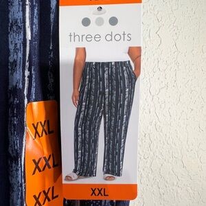 Three Dots Navy and Blue Striped Pants XXL